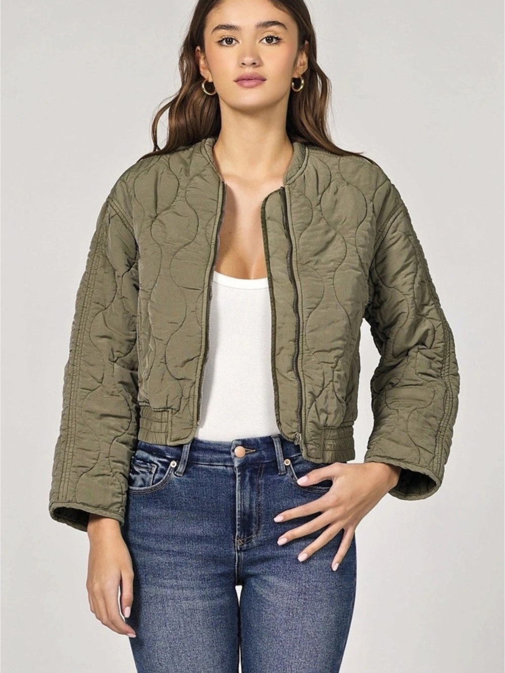 Dear John Denim Maverick Jacket Quilted Green Jacket NWOT